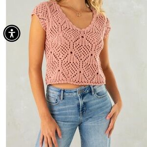 Isla sleeveless crocheted crop sweater